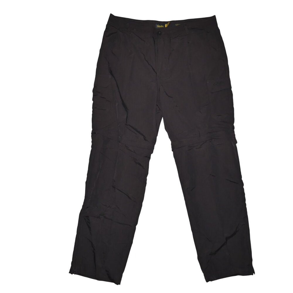 Cabelas Mens Convertible 2 in 1 Zip Off Pants Size 36x32 Brown Packable Hiking